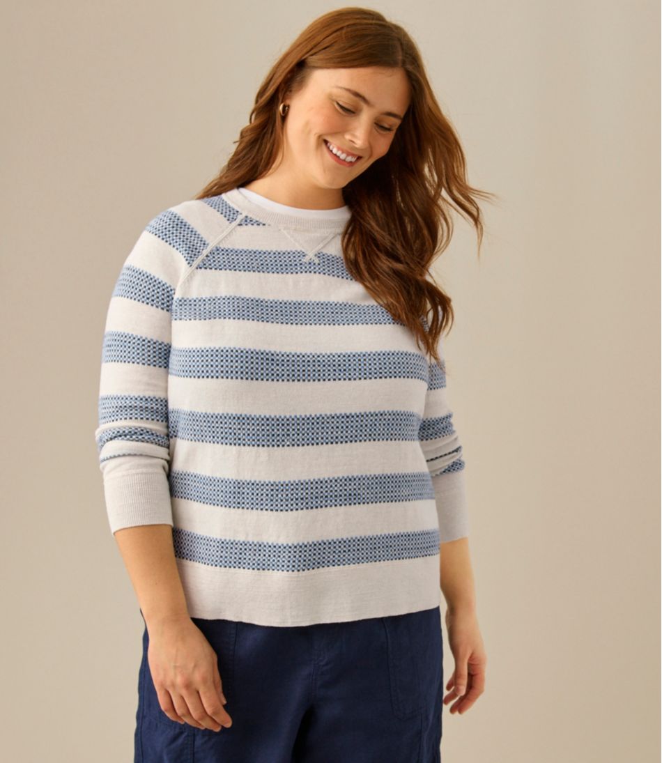 L.L.Bean | Women's Organic Cotton Slub Sweater, Crewneck Stripe