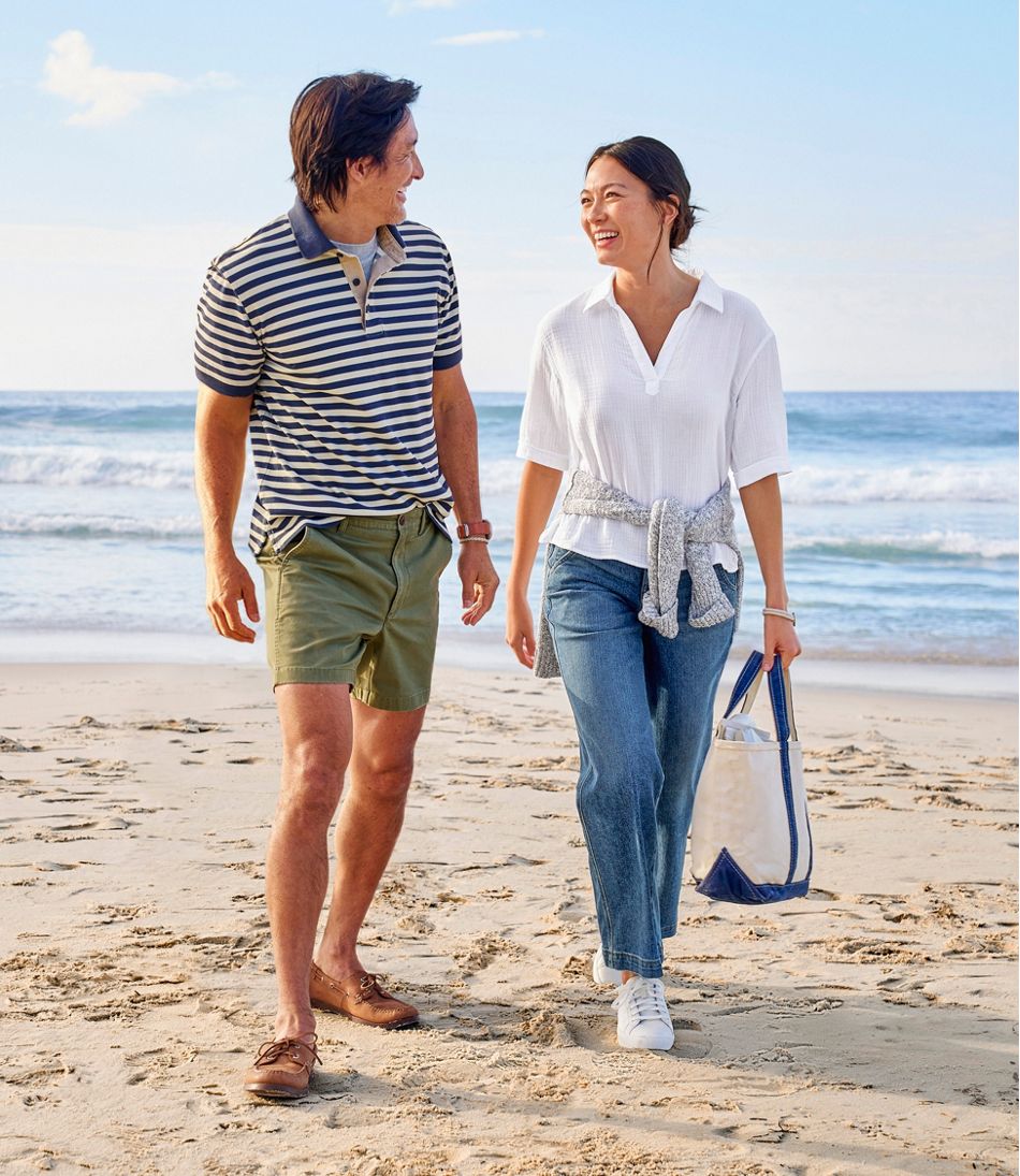 L.L.Bean | Men's Casco Bay Rugged Polo, Short-Sleeve, Stripe