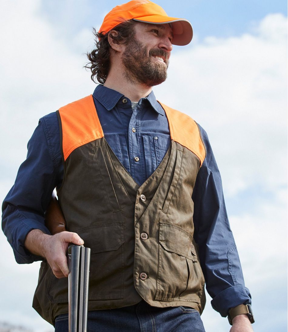 L.L.Bean | Men's Double L Waxed-Cotton Upland Vest, Hunter Orange