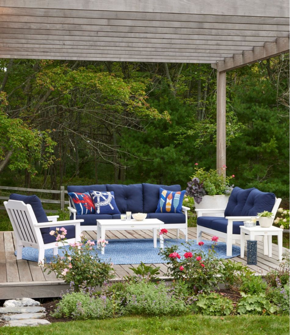 L.L.Bean | All-Weather Patio Loveseat with Textured Cushion, White