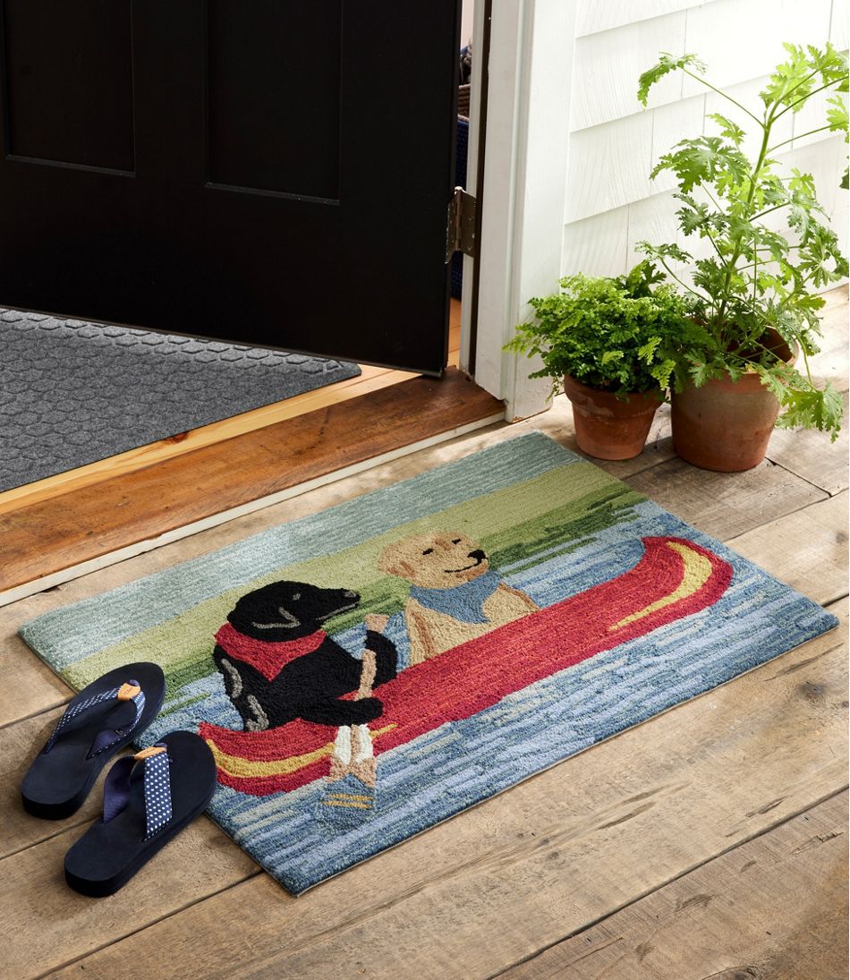 L.L.Bean | Indoor/Outdoor Vacationland Rug, Dog Canoe