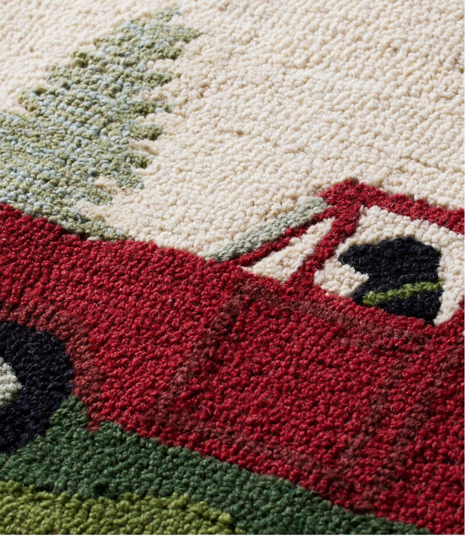 L.L.Bean | Wool Hooked Novelty Rug, Dog Caravan