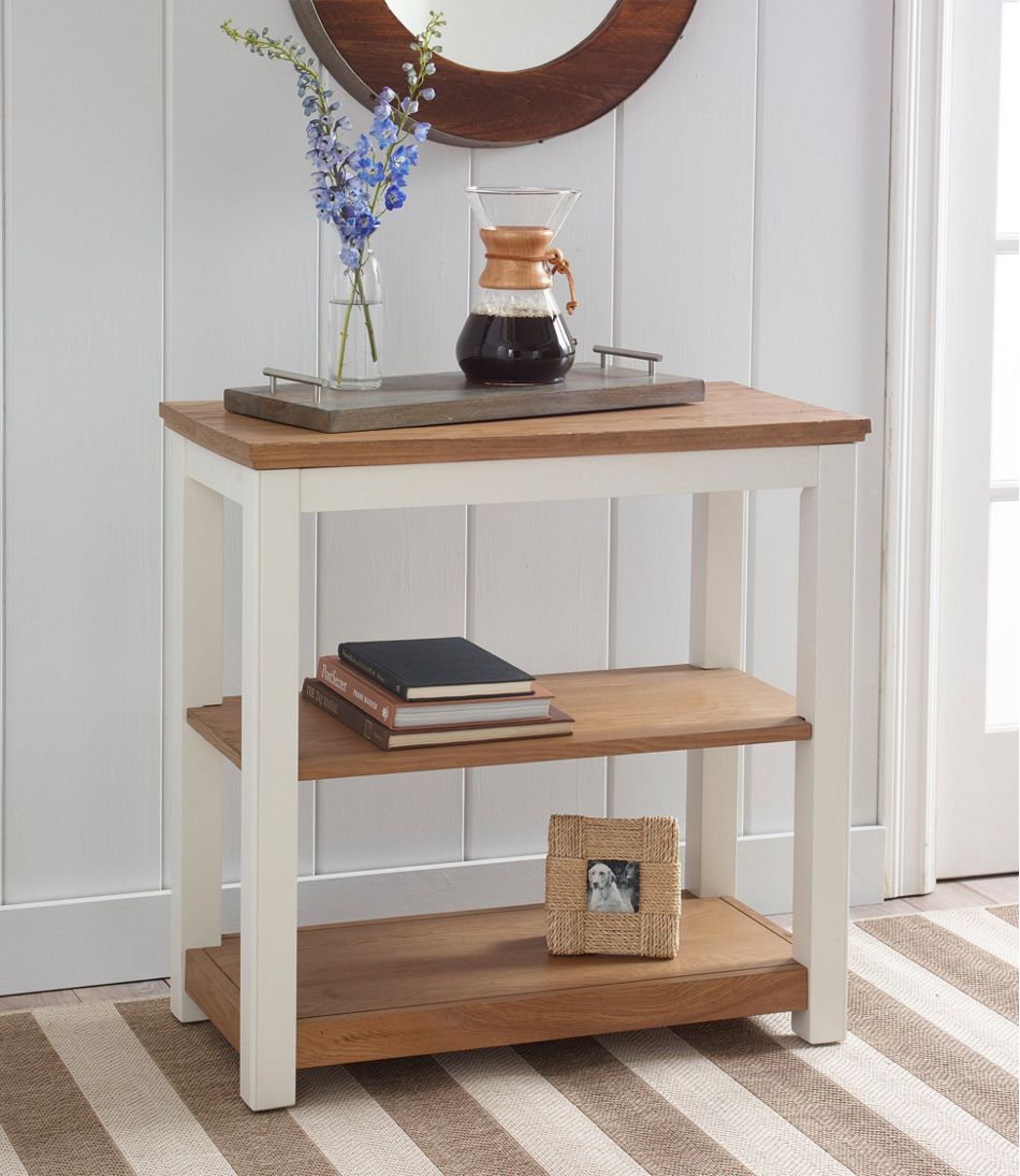 L.L.Bean | Painted Farmhouse Two-Shelf Console, Wood Top