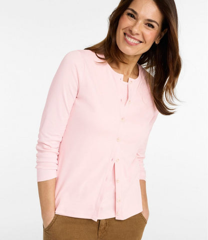 L.L.Bean | Women's Pima Cotton Tee, Long-Sleeve Crewneck Cardigan