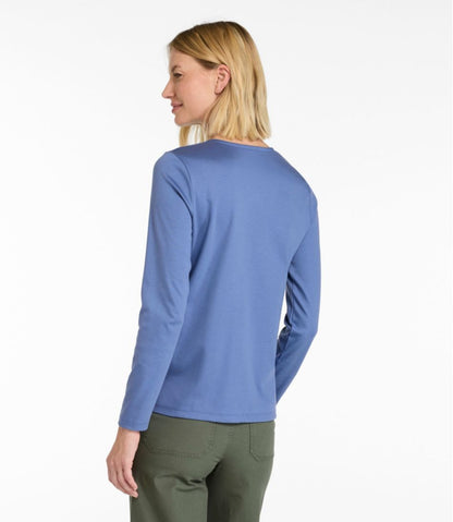 L.L.Bean | Women's Pima Cotton Tee, Long-Sleeve Crewneck Cardigan