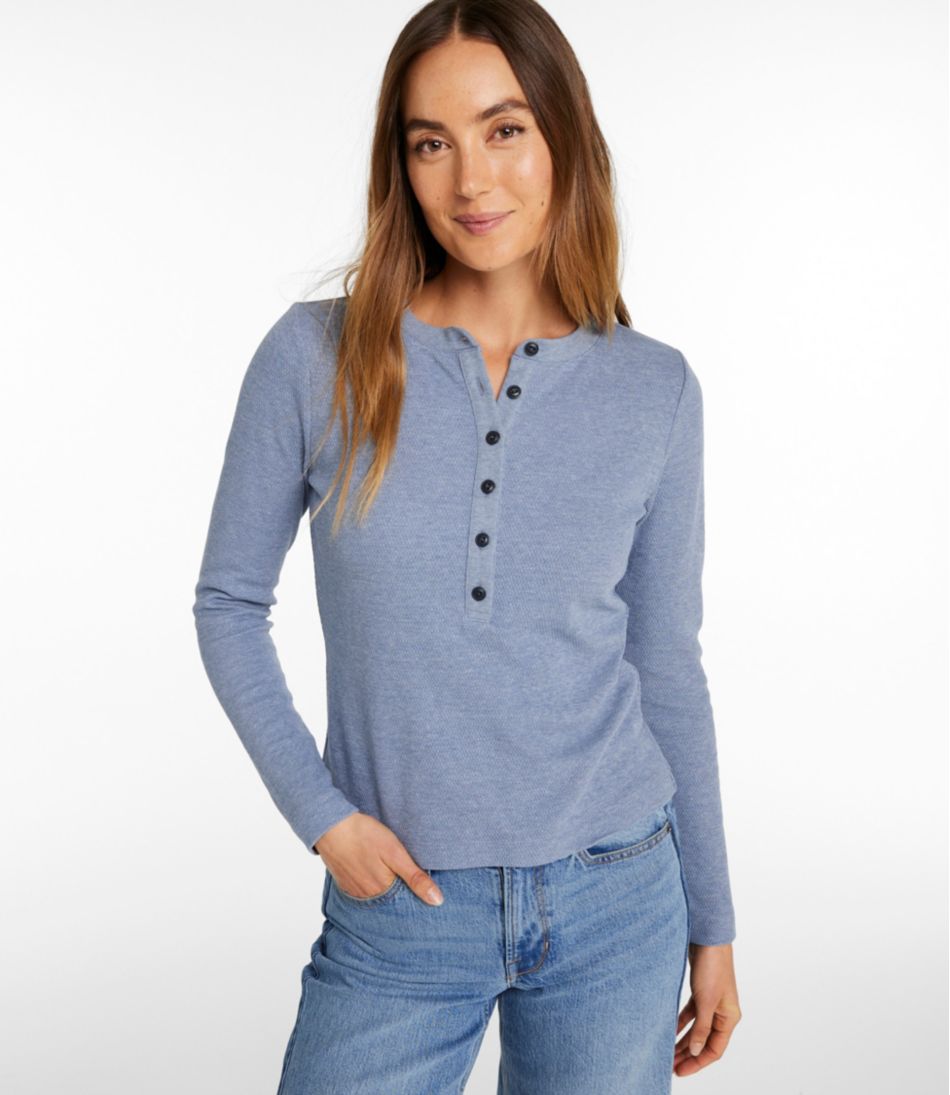 L.L.Bean | Women's Signature Premium Thermal Tops, Long-Sleeve Henley Shirt
