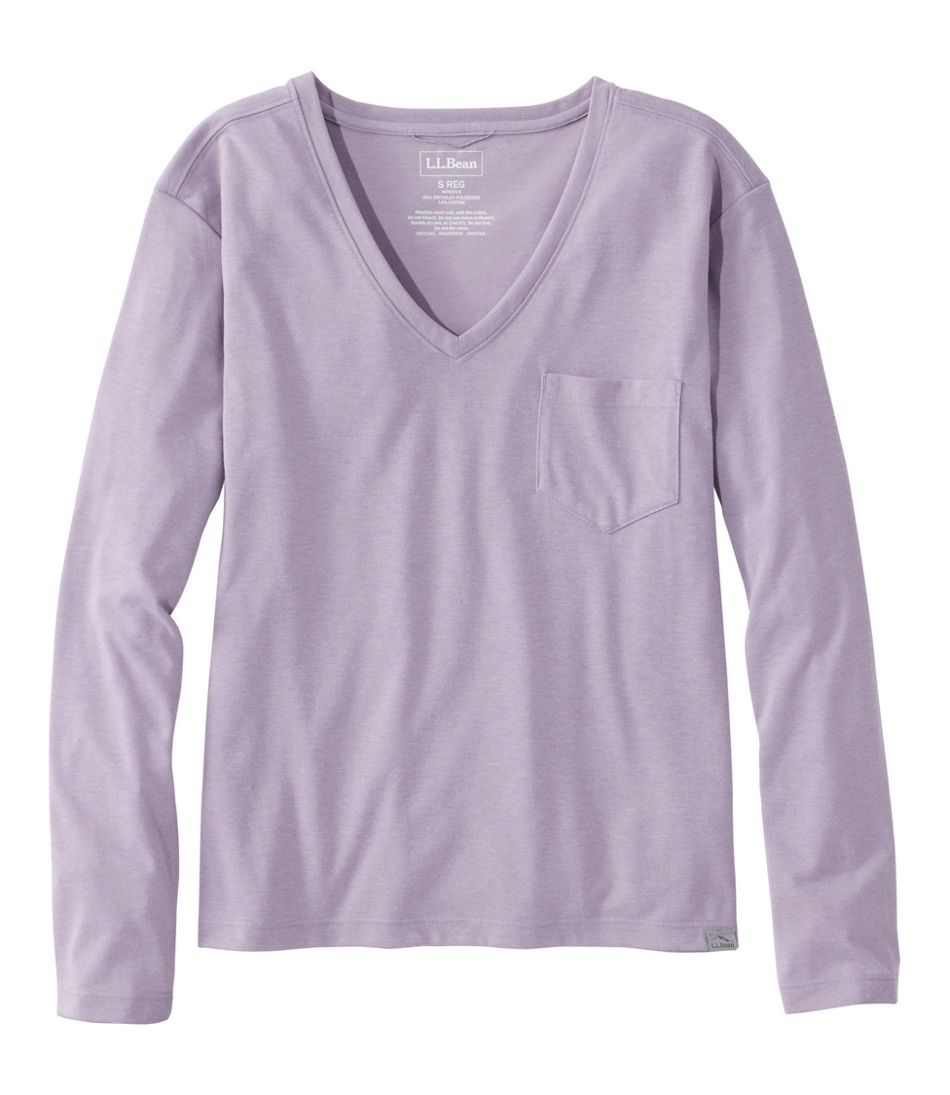 L.L.Bean | Women's Vista Camp V-Neck Pocket Tee, Long-Sleeve