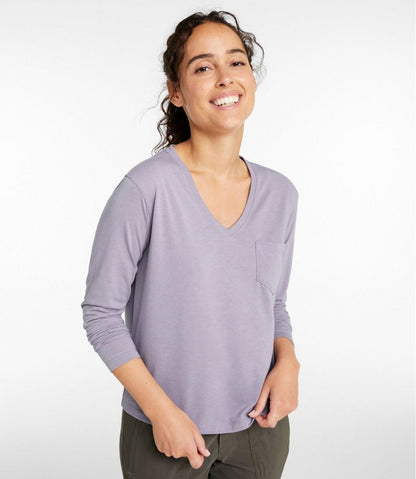 L.L.Bean | Women's Vista Camp V-Neck Pocket Tee, Long-Sleeve