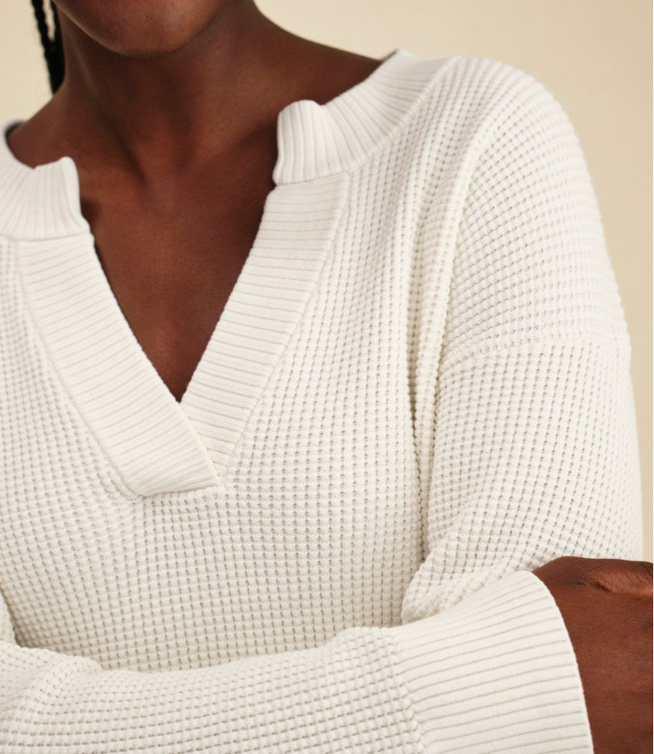 L.L.Bean | Women's Sunwashed Waffle Sweater, Splitneck