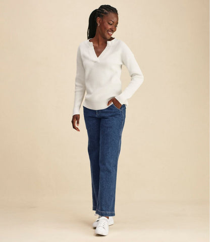 L.L.Bean | Women's Sunwashed Waffle Sweater, Splitneck