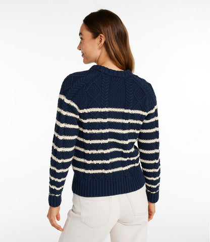 L.L.Bean | Women's Signature Cotton Fisherman Sweater, Crewneck Stripe