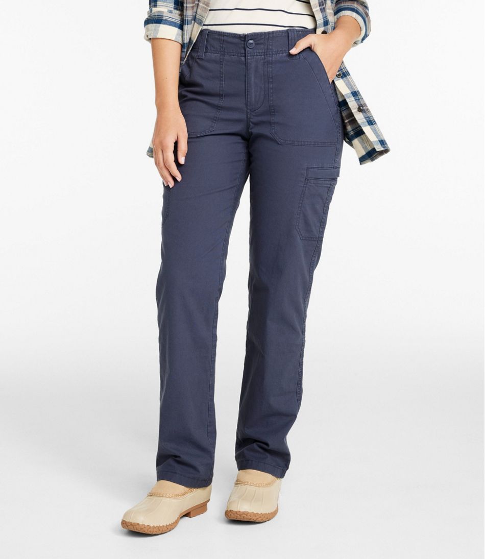L.L.Bean | Women's 207 Vintage Cotton Canvas Pants, Mid-Rise Straight-Leg Cargo Lined