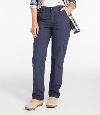 L.L.Bean | Women's 207 Vintage Cotton Canvas Pants, Mid-Rise Straight-Leg Cargo Lined