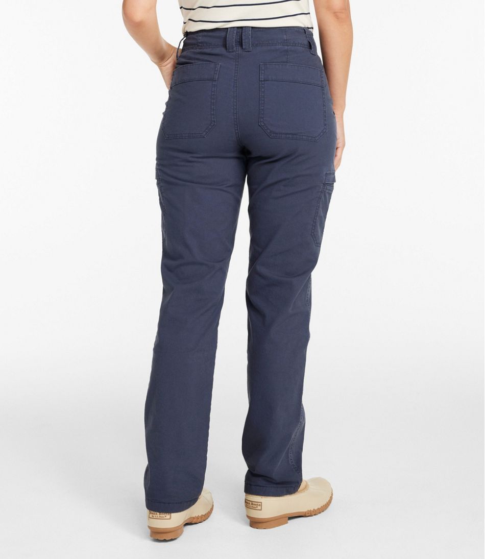 L.L.Bean | Women's 207 Vintage Cotton Canvas Pants, Mid-Rise Straight-Leg Cargo Lined
