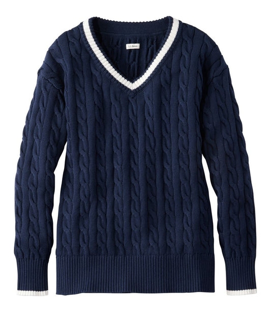L.L.Bean | Women's The Original Double L® Sweater, Cable V-Neck