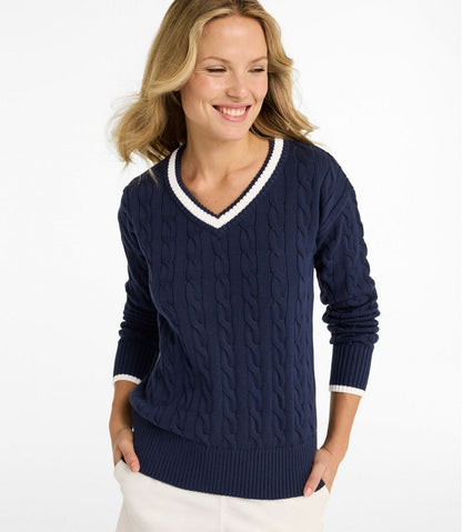 L.L.Bean | Women's The Original Double L® Sweater, Cable V-Neck