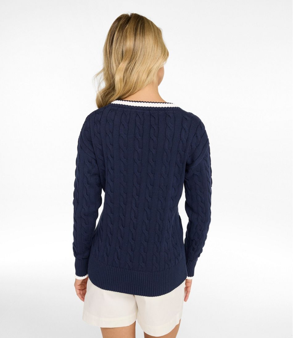 L.L.Bean | Women's The Original Double L® Sweater, Cable V-Neck