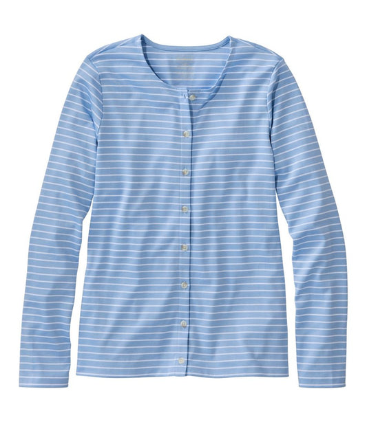 L.L.Bean | Women's Pima Cotton Tee, Long-Sleeve Crewneck Cardigan Stripe