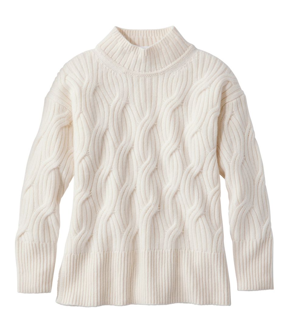 L.L.Bean | Women's Signature Premium Cashmere Cable Sweaters, Mockneck