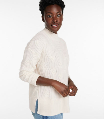 L.L.Bean | Women's Signature Premium Cashmere Cable Sweaters, Mockneck