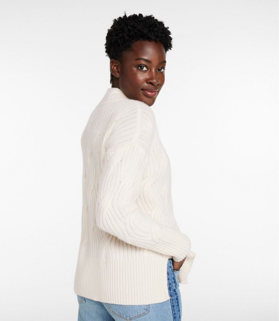 L.L.Bean | Women's Signature Premium Cashmere Cable Sweaters, Mockneck