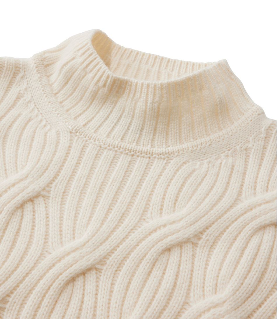 L.L.Bean | Women's Signature Premium Cashmere Cable Sweaters, Mockneck
