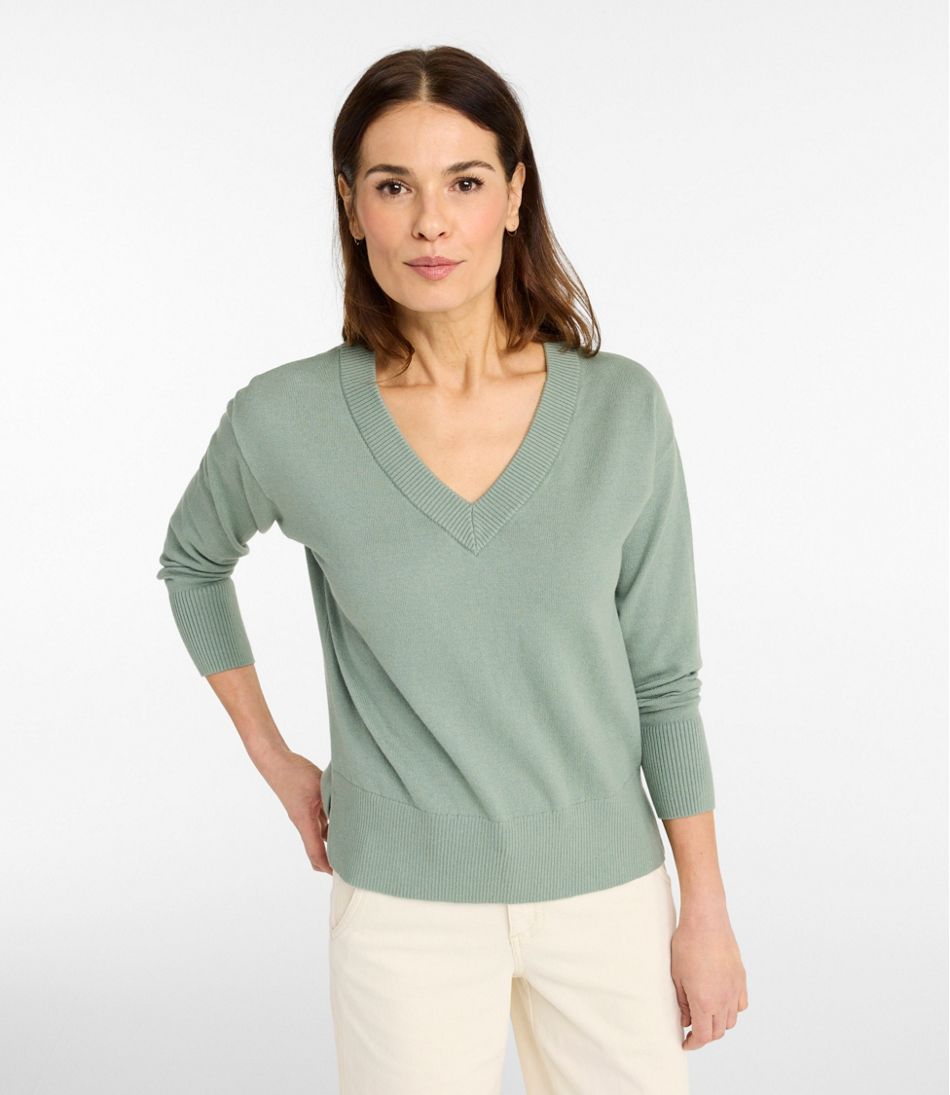L.L.Bean | Women's Cotton/Cashmere Sweater, V-Neck