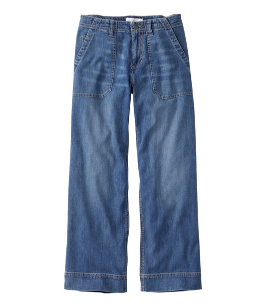 L.L.Bean | Women's Signature Utility Jeans, Mid-Rise Wide-Leg Ankle