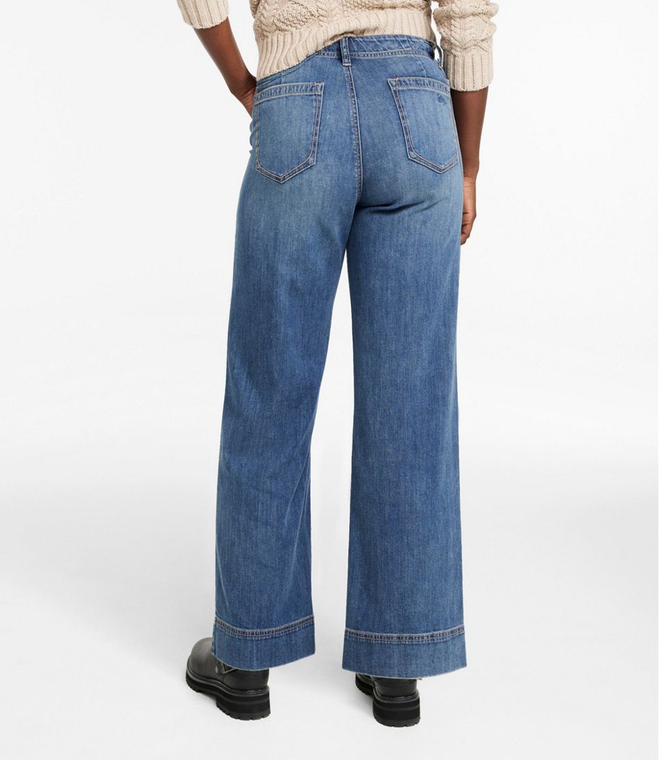 L.L.Bean | Women's Signature Utility Jeans, Mid-Rise Wide-Leg Ankle