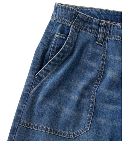 L.L.Bean | Women's Signature Utility Jeans, Mid-Rise Wide-Leg Ankle