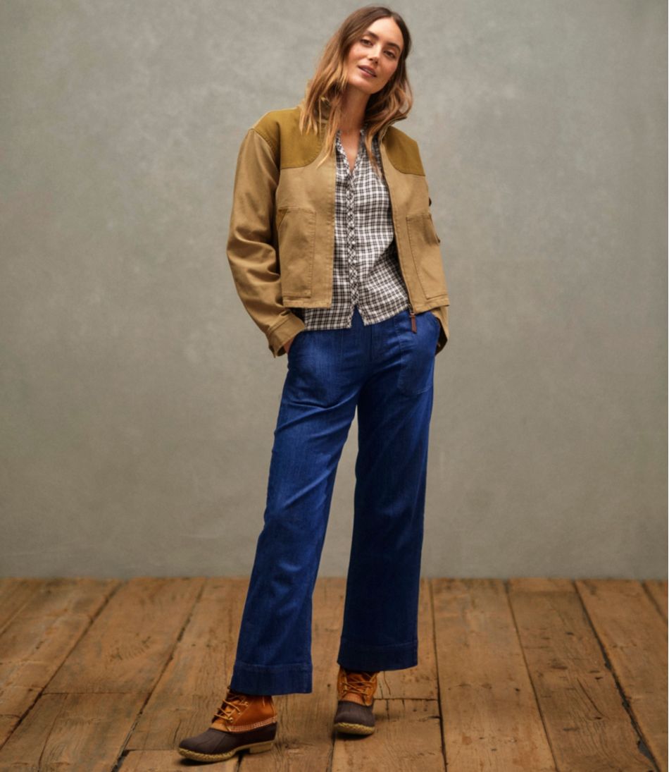 L.L.Bean | Women's Signature Utility Jeans, Mid-Rise Wide-Leg Ankle
