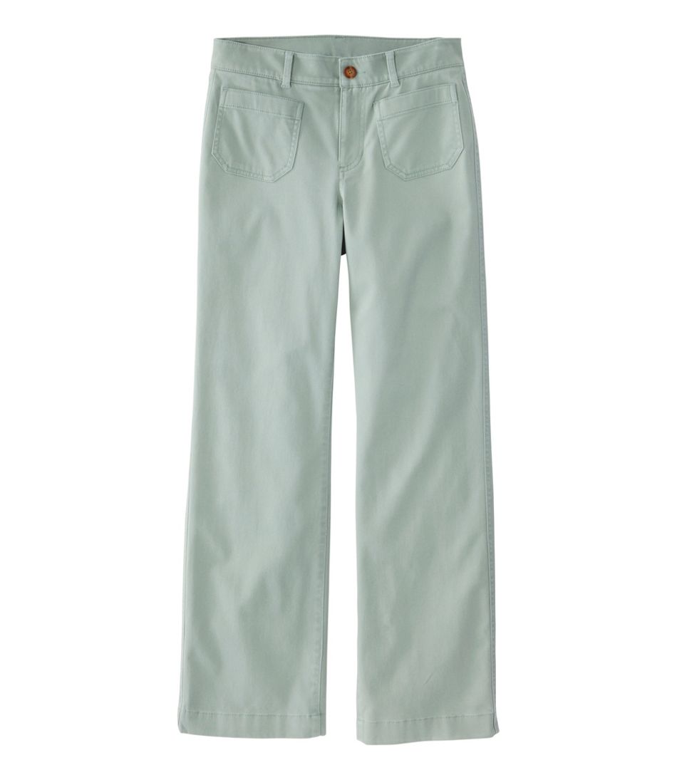 L.L.Bean | Women's Comfort Stretch Patch Pocket Pants, Mid-Rise Wide Straight-Leg Chino