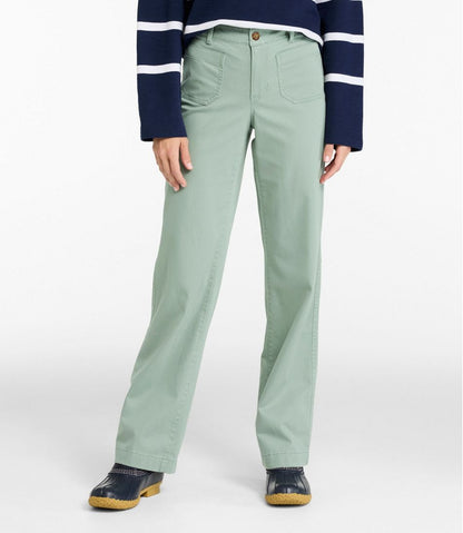 L.L.Bean | Women's Comfort Stretch Patch Pocket Pants, Mid-Rise Wide Straight-Leg Chino