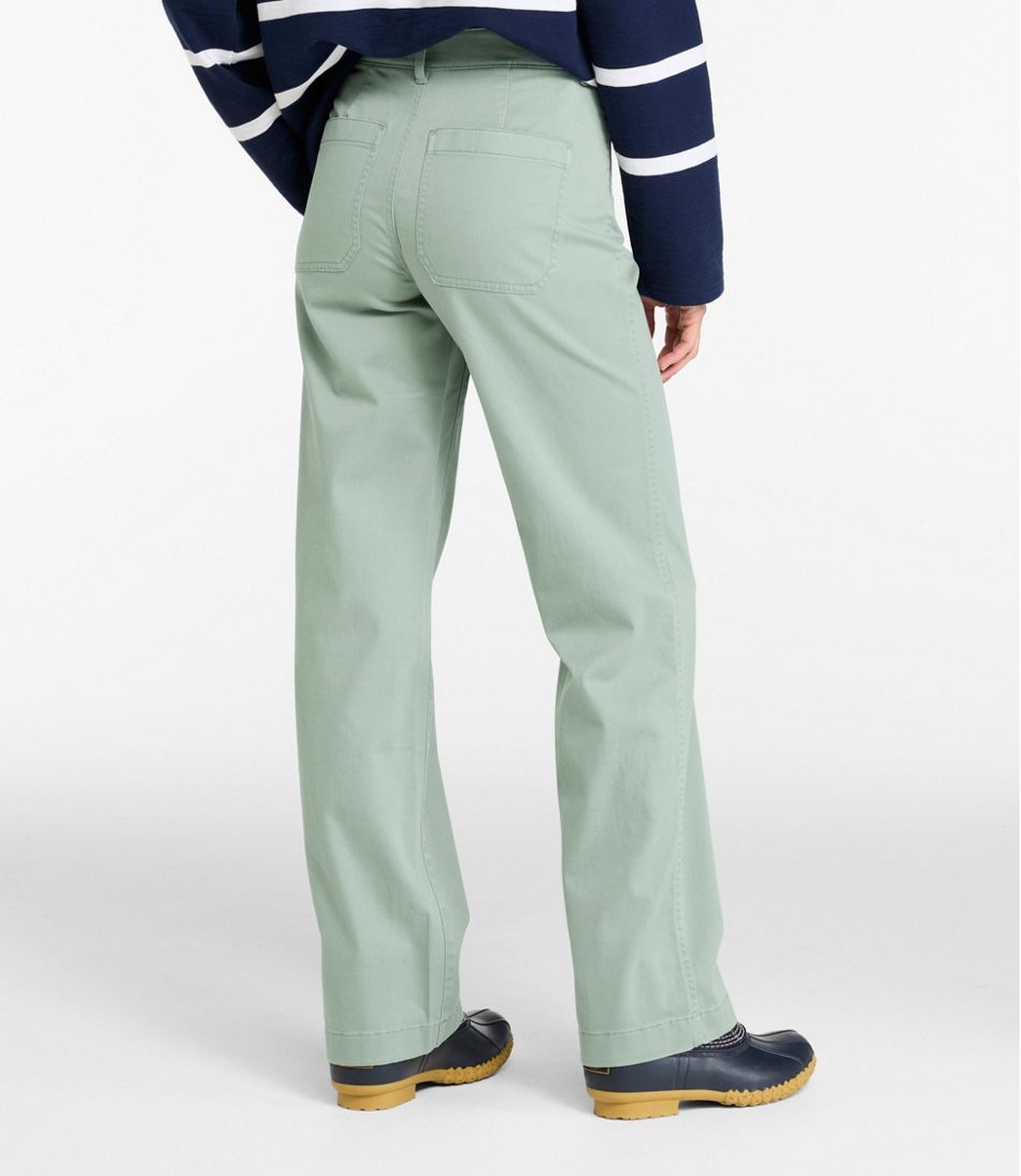L.L.Bean | Women's Comfort Stretch Patch Pocket Pants, Mid-Rise Wide Straight-Leg Chino