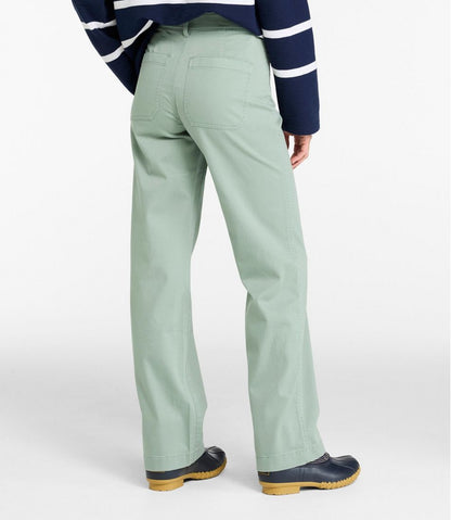 L.L.Bean | Women's Comfort Stretch Patch Pocket Pants, Mid-Rise Wide Straight-Leg Chino