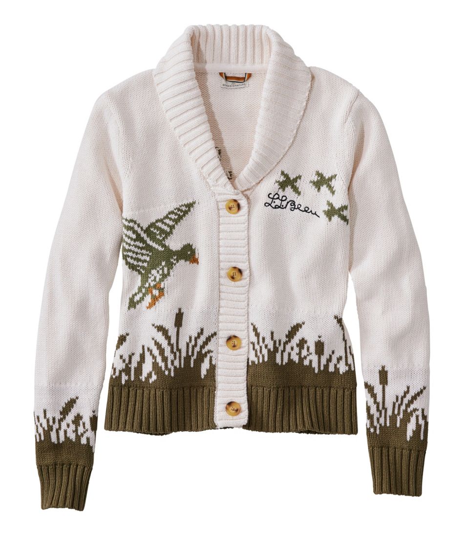 L.L.Bean | Women's Signature Original Cotton Sweater, Shawl Cardigan Novelty