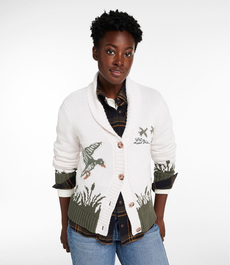 L.L.Bean | Women's Signature Original Cotton Sweater, Shawl Cardigan Novelty