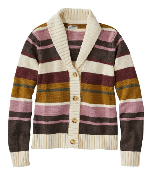 L.L.Bean | Women's Signature Original Cotton Sweater, Shawl Cardigan Stripe