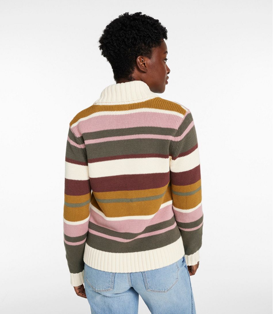 L.L.Bean | Women's Signature Original Cotton Sweater, Shawl Cardigan Stripe