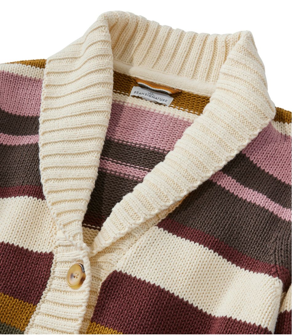 L.L.Bean | Women's Signature Original Cotton Sweater, Shawl Cardigan Stripe