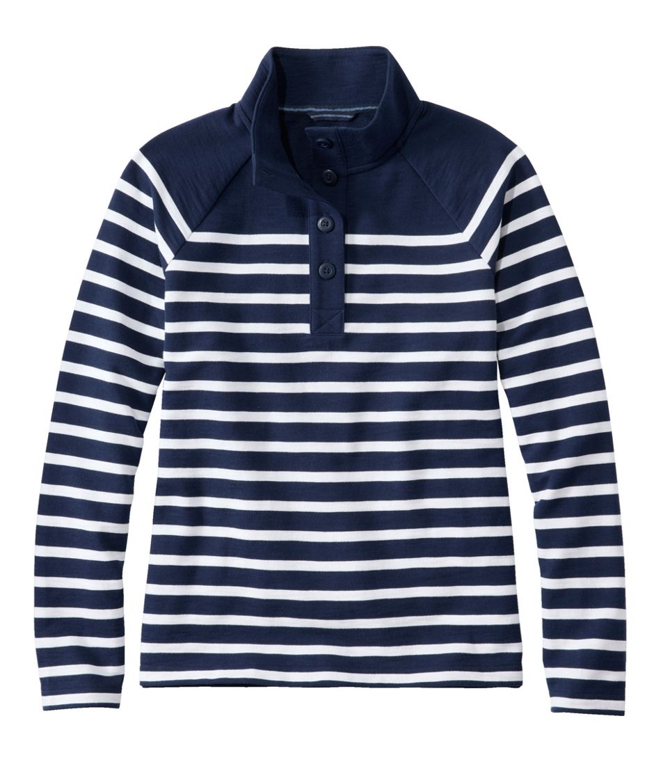 L.L.Bean | Women's Peaks Island Button Mockneck, Stripe