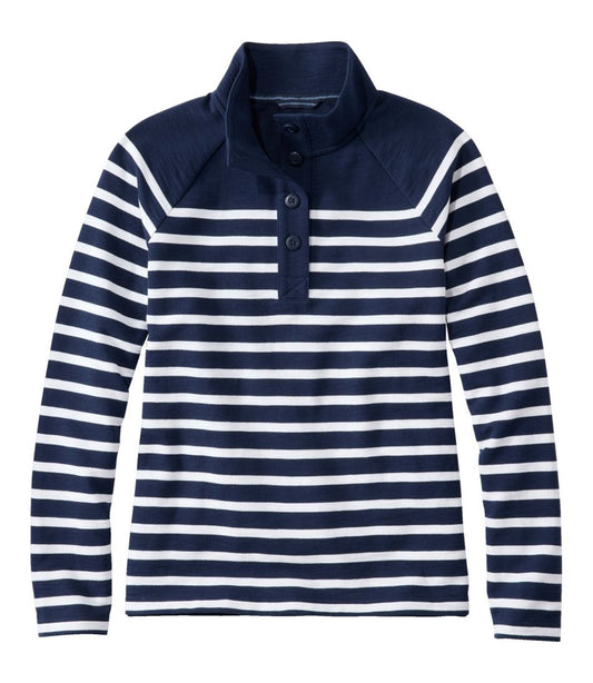 L.L.Bean | Women's Peaks Island Button Mockneck, Stripe