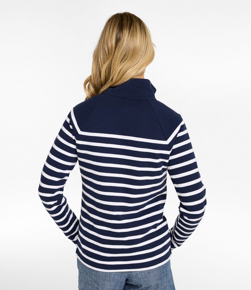 L.L.Bean | Women's Peaks Island Button Mockneck, Stripe
