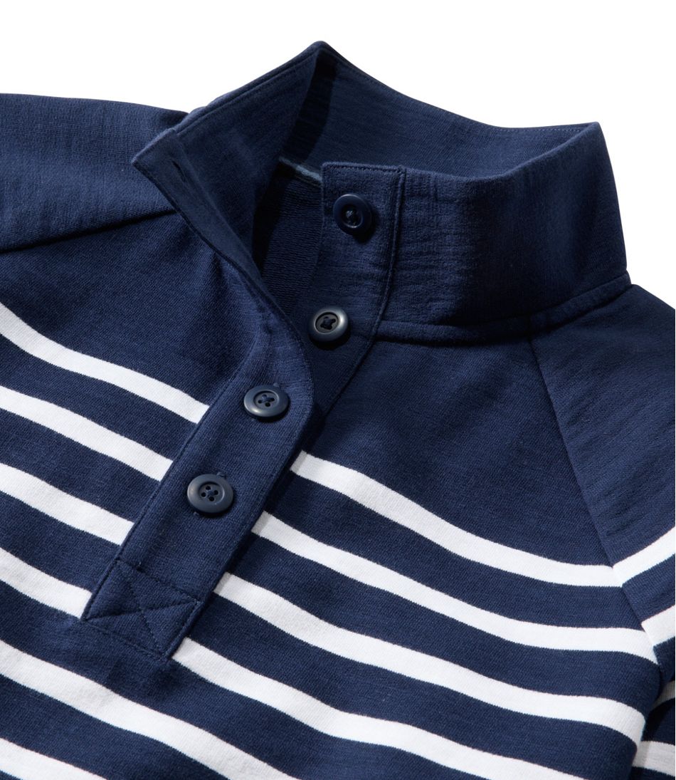 L.L.Bean | Women's Peaks Island Button Mockneck, Stripe