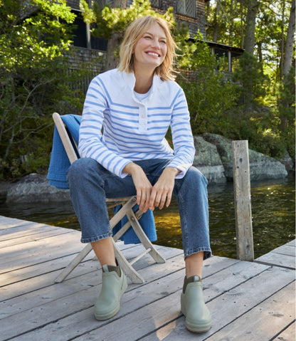 L.L.Bean | Women's Peaks Island Button Mockneck, Stripe