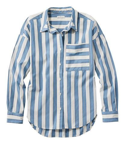 L.L.Bean | Women's Signature Premium Essential Poplin Shirt, Long-Sleeve Novelty Stripe
