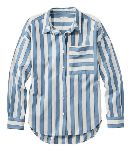 L.L.Bean | Women's Signature Premium Essential Poplin Shirt, Long-Sleeve Novelty Stripe