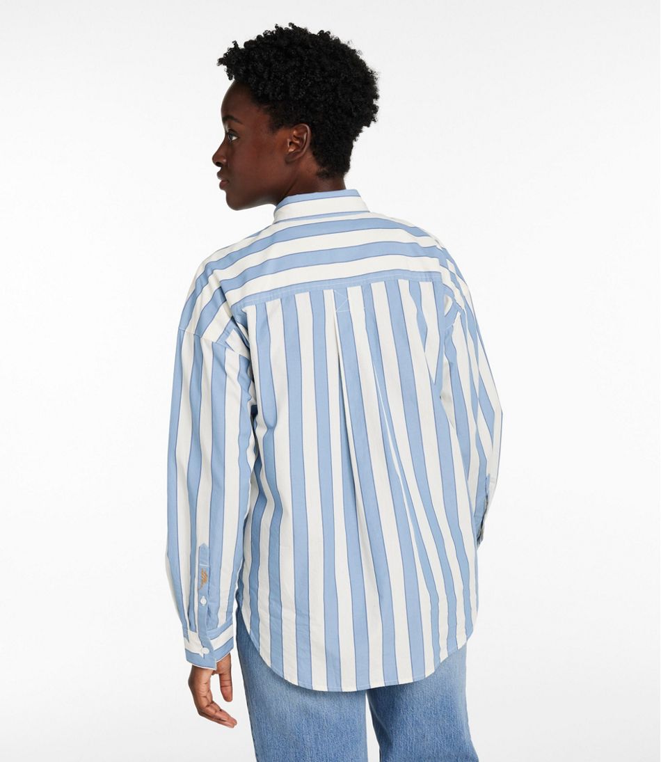 L.L.Bean | Women's Signature Premium Essential Poplin Shirt, Long-Sleeve Novelty Stripe