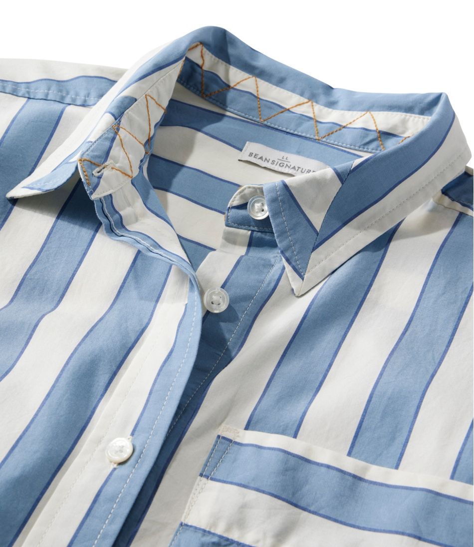L.L.Bean | Women's Signature Premium Essential Poplin Shirt, Long-Sleeve Novelty Stripe