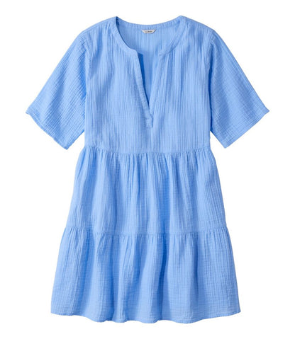L.L.Bean | Women's Cloud Gauze Cover-Up Tiered Dress, Print